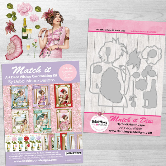 Debbi Moore Designs - Match It Art Deco Wishes Multibuy Die Set and Cardmaking kit with Forever Code