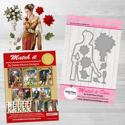 Debbi Moore Designs - Match It Art Deco Decadent Christmas Multibuy Die Set and Cardmaking kit with Forever Code