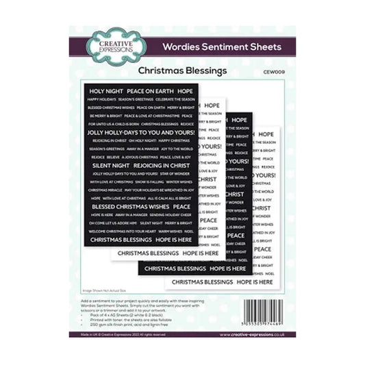 Creative Expressions - Christmas Blessings - Wordies Sentiment Sheets